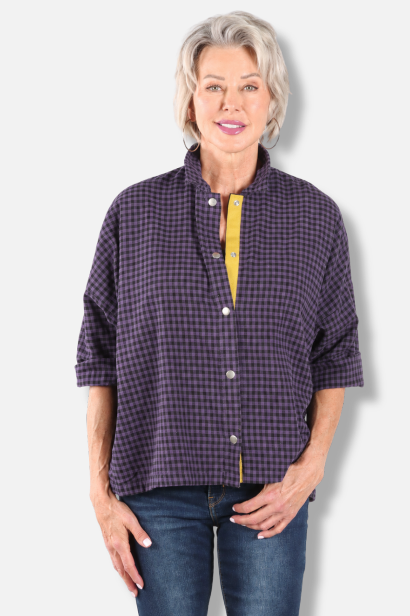 Big Shirt - Eggplant Check