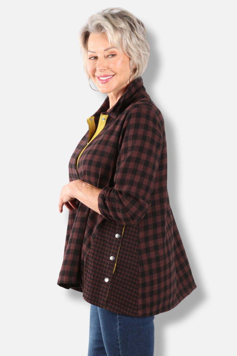 Placket Gusset Shirt - Chicory Check