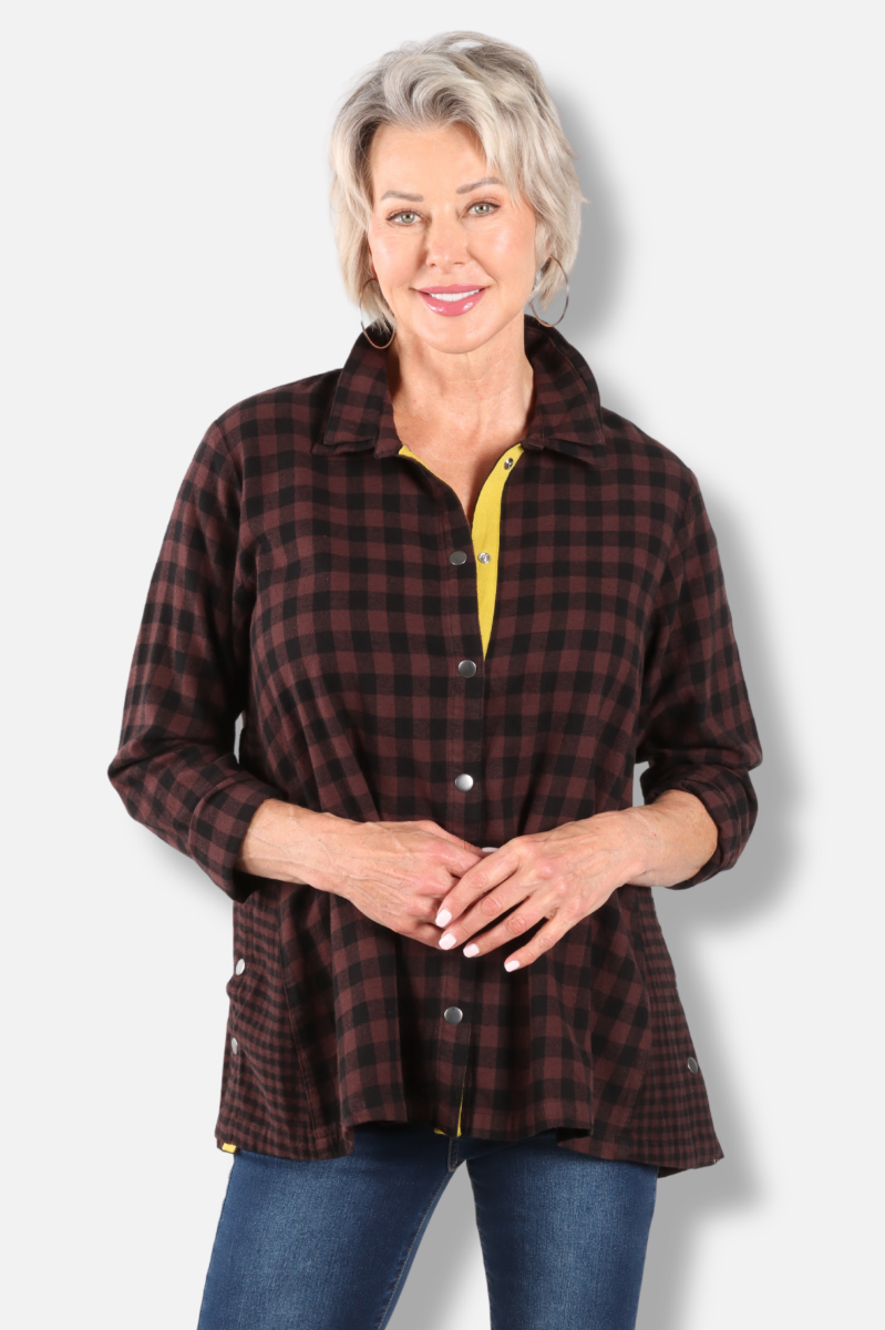 Placket Gusset Shirt - Chicory Check