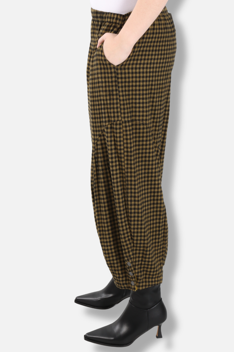 Doreen Snap Pant - Olive Check