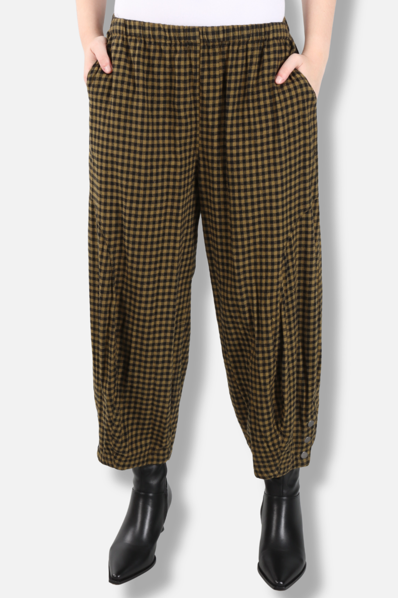 Doreen Snap Pant - Olive Check
