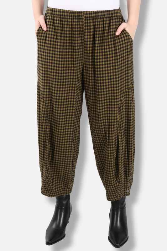 Doreen Snap Pant - Olive Check