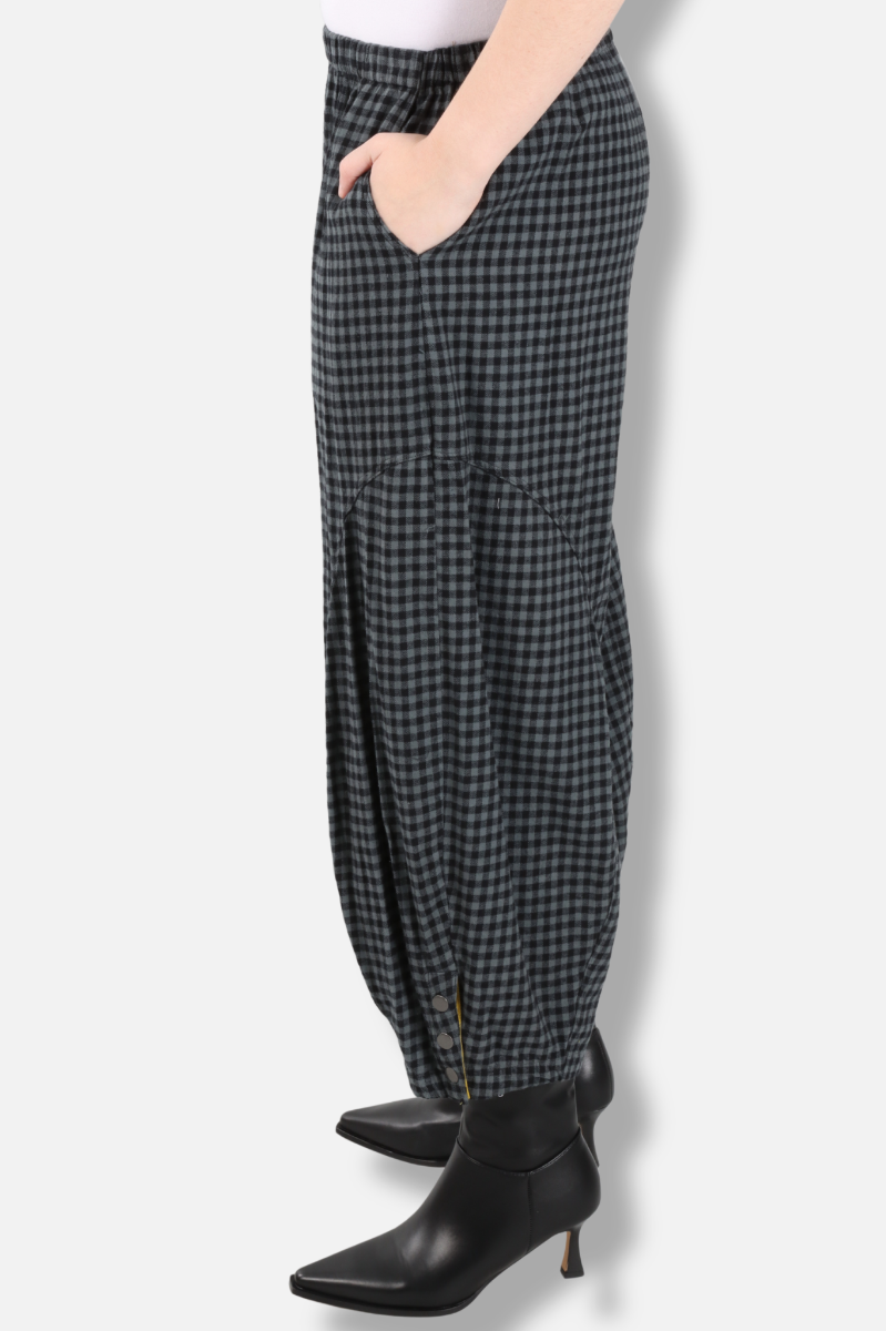 Doreen Snap Pant - Dusty Denim Check