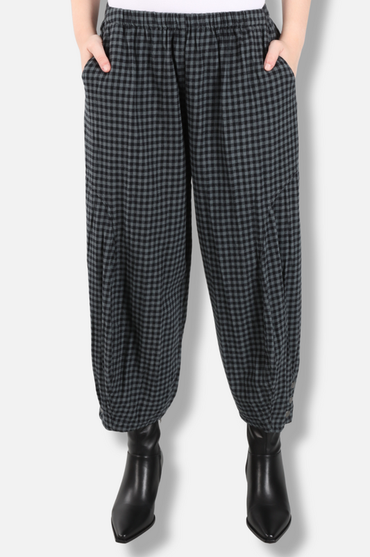 Doreen Snap Pant - Dusty Denim Check