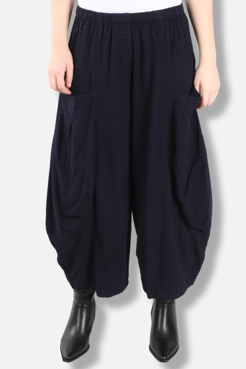 Double Pocket Pant - Indigo Check