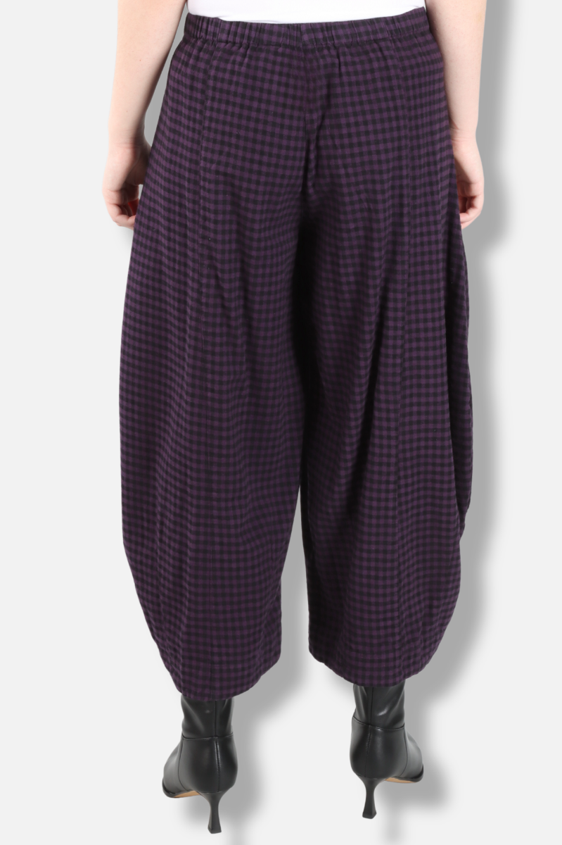 Double Pocket Pant - Eggplant Check