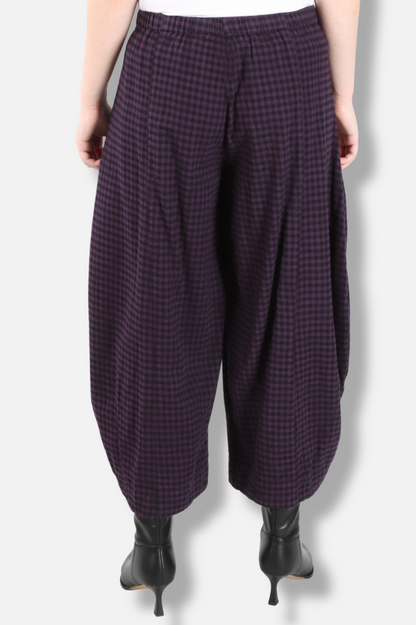 Double Pocket Pant - Eggplant Check