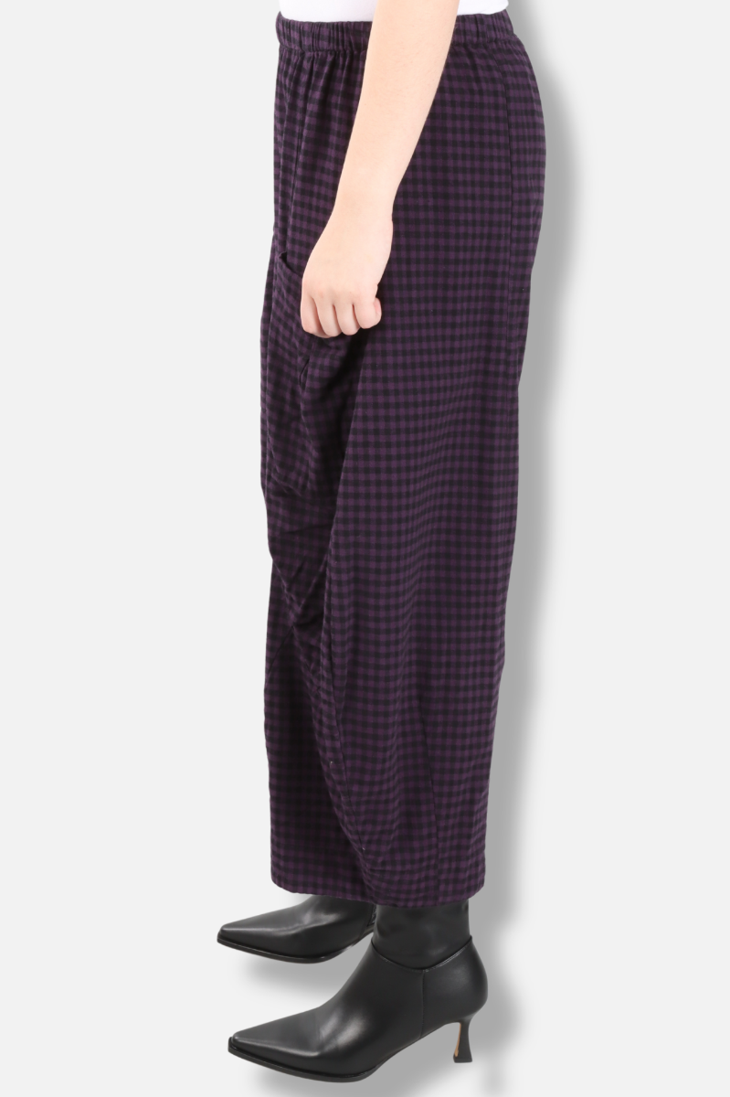 Double Pocket Pant - Eggplant Check