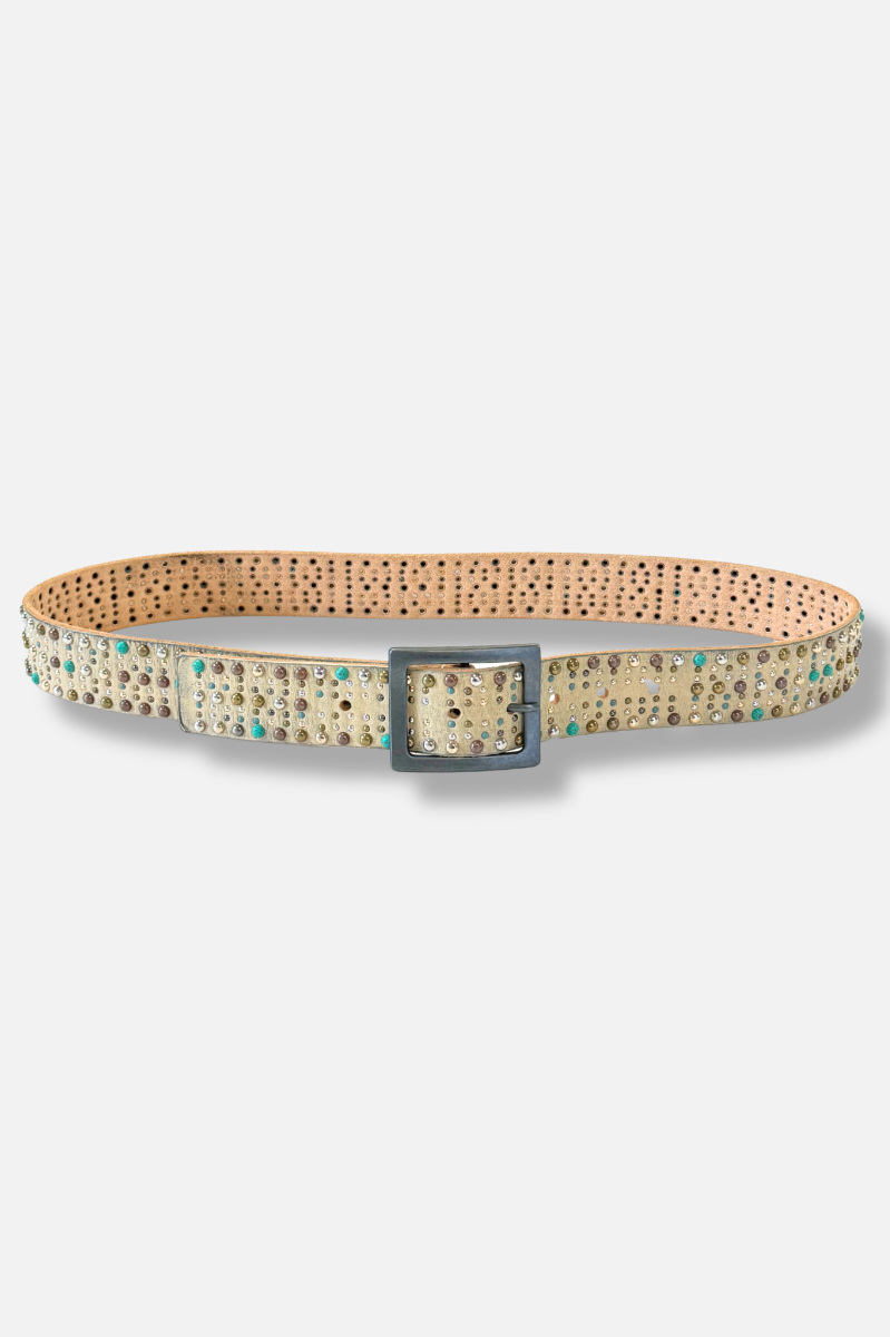 Multicolor Stud Belt - Tan