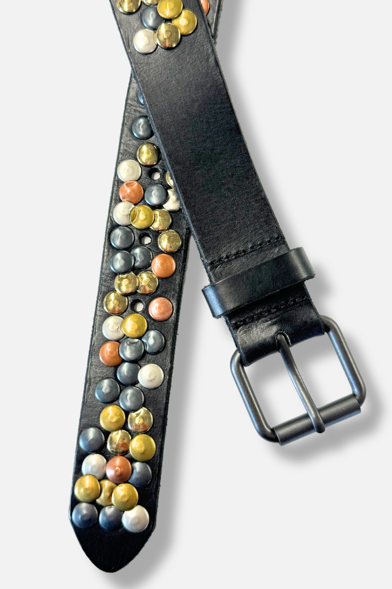 Stud Leather Belt - Black 