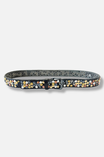 Stud Leather Belt - Black 