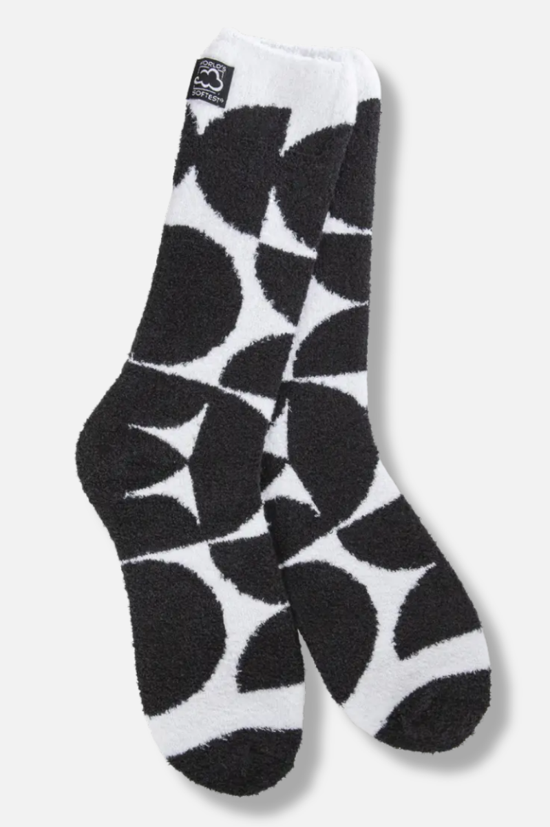 Cozy Cali Geo Socks - Black & White 