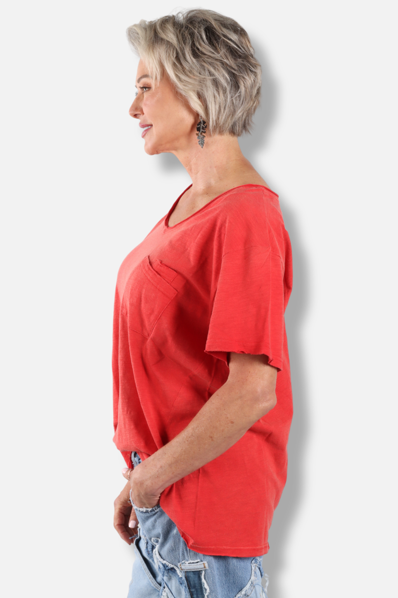 Moon Dance V-Neck Tee - Watermelon