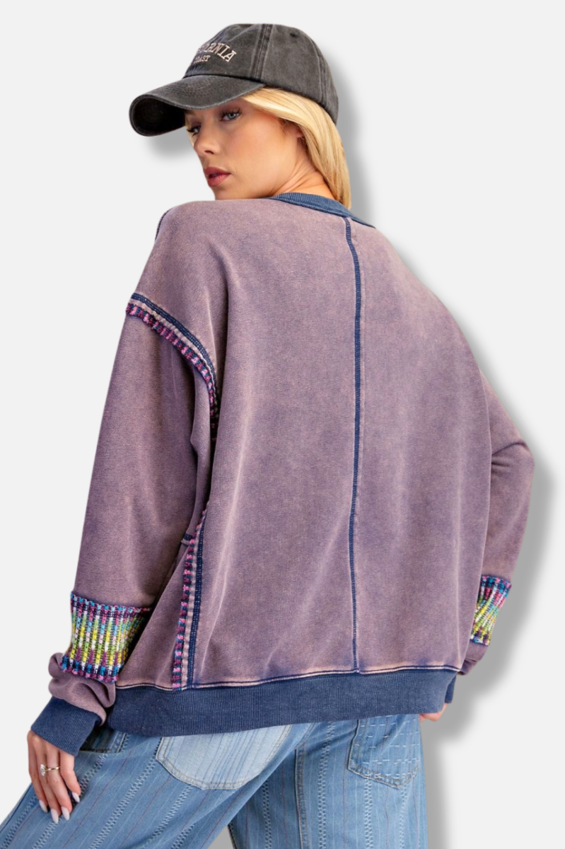 Floral Patch Pullover - Blueberry 