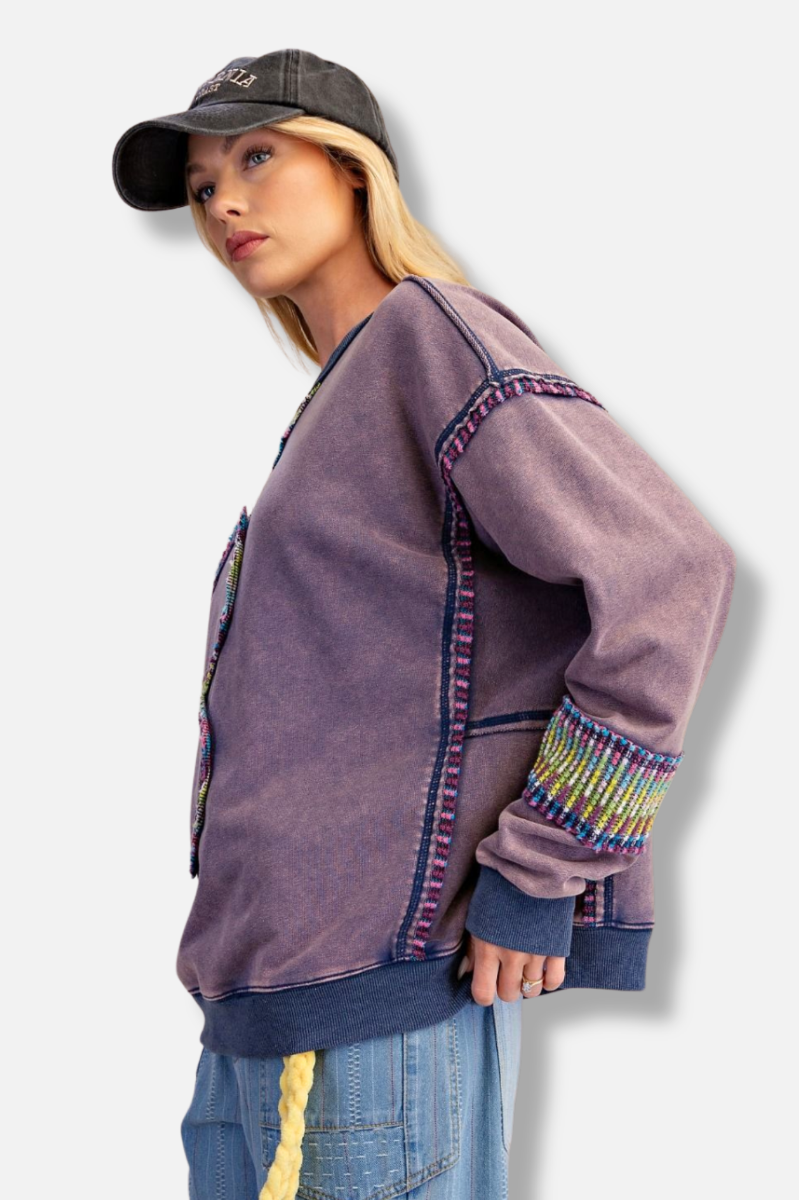Floral Patch Pullover - Blueberry 
