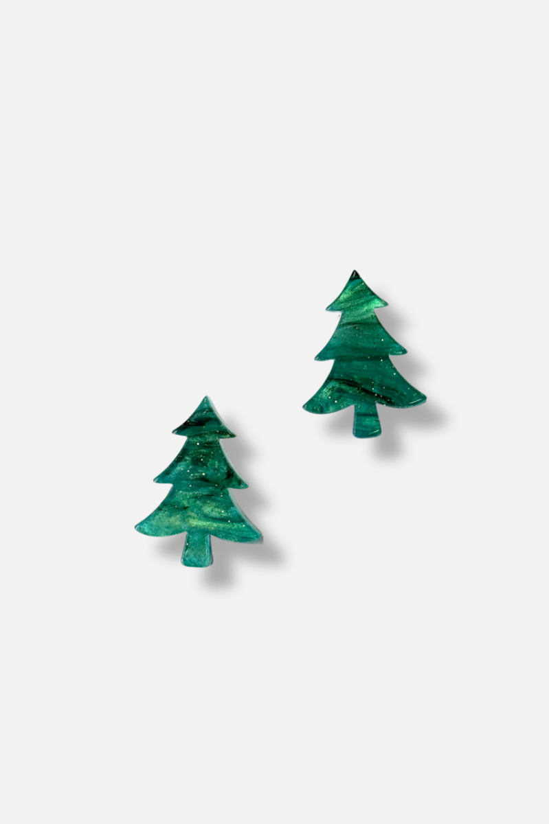 Christmas Tree Studs - Green Shimmer 