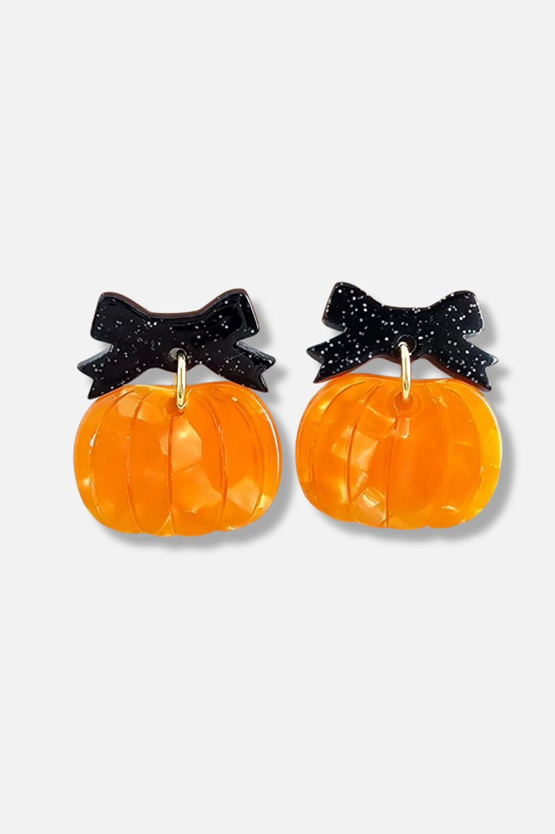 Bow Pumpkin Patch Earring - Orange