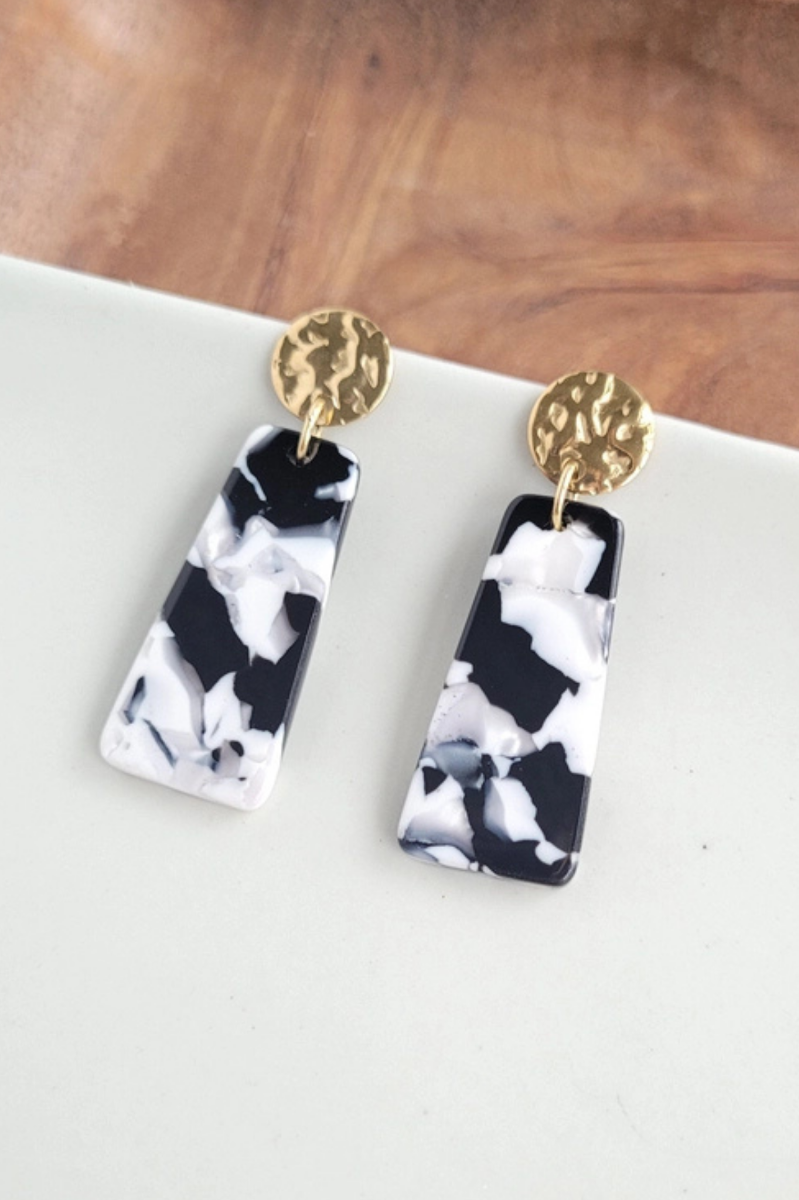 Mia Mini Earring - Black & White