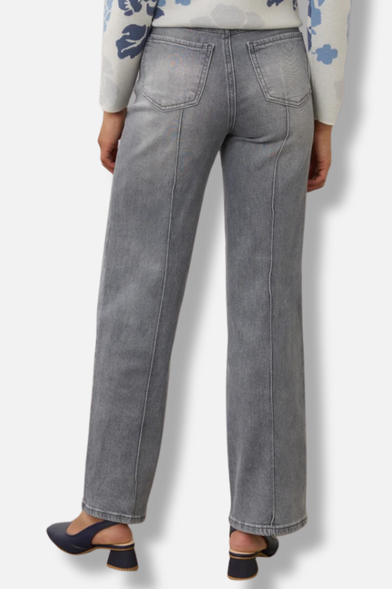 Olivia Pintuck Wide Leg Denim - Blue Gray