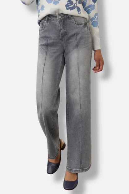 Olivia Pintuck Wide Leg Denim - Blue Gray