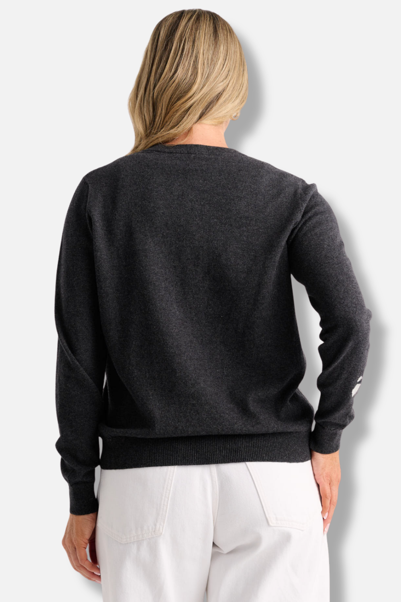 Peek A Boo Cat Cardigan - Charcoal 