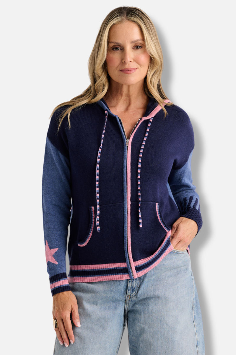 Stars Zip Hoody - Ink 
