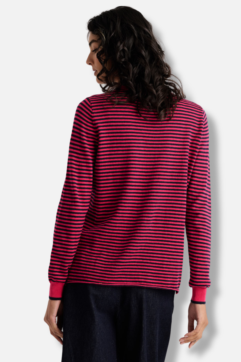 Everday Stripe Sweater - Fuchsia 