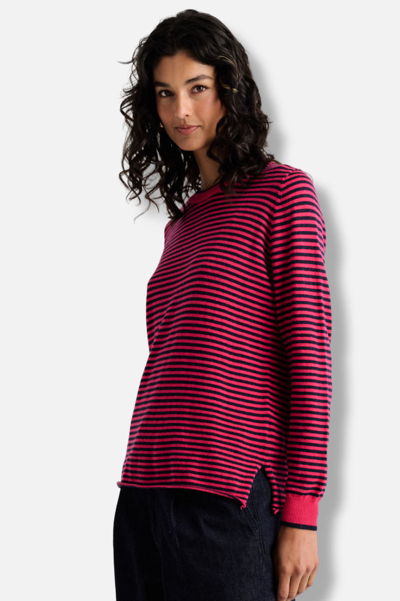 Everday Stripe Sweater - Fuchsia 