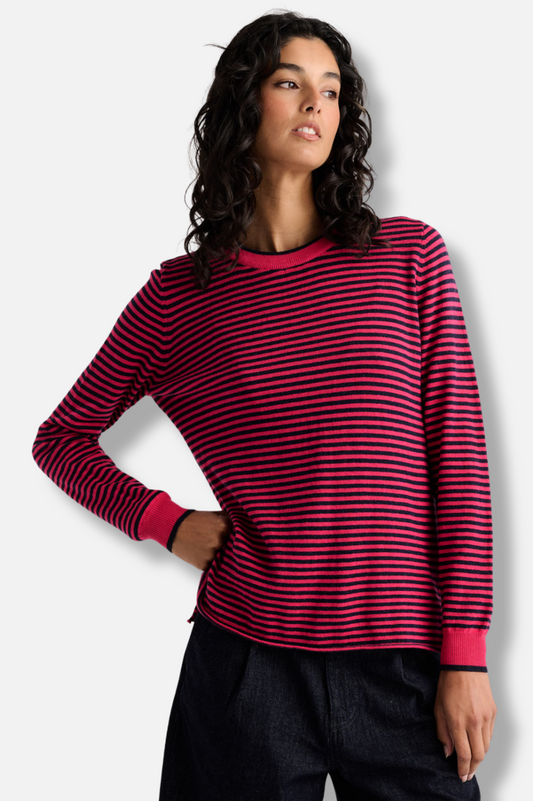 Everday Stripe Sweater - Fuchsia 