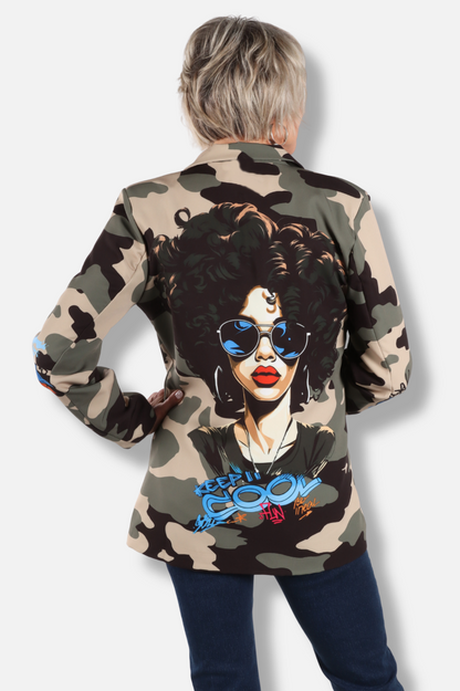 Graffiti Glam Blazer - Disco Camo