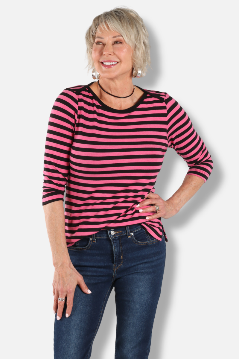 Striped Tee - Fuchsia 