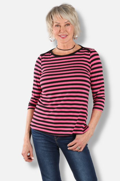Striped Tee - Fuchsia 