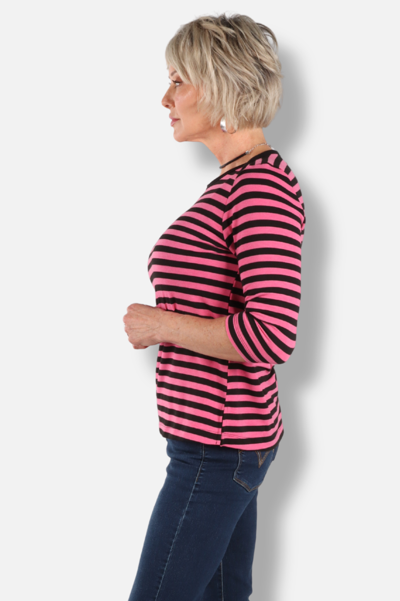 Striped Tee - Fuchsia 