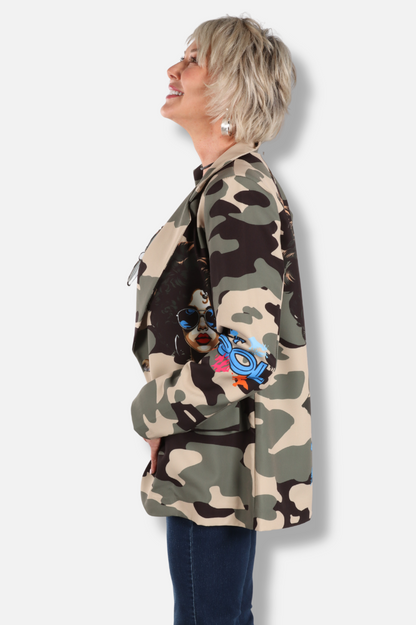 Graffiti Glam Blazer - Disco Camo