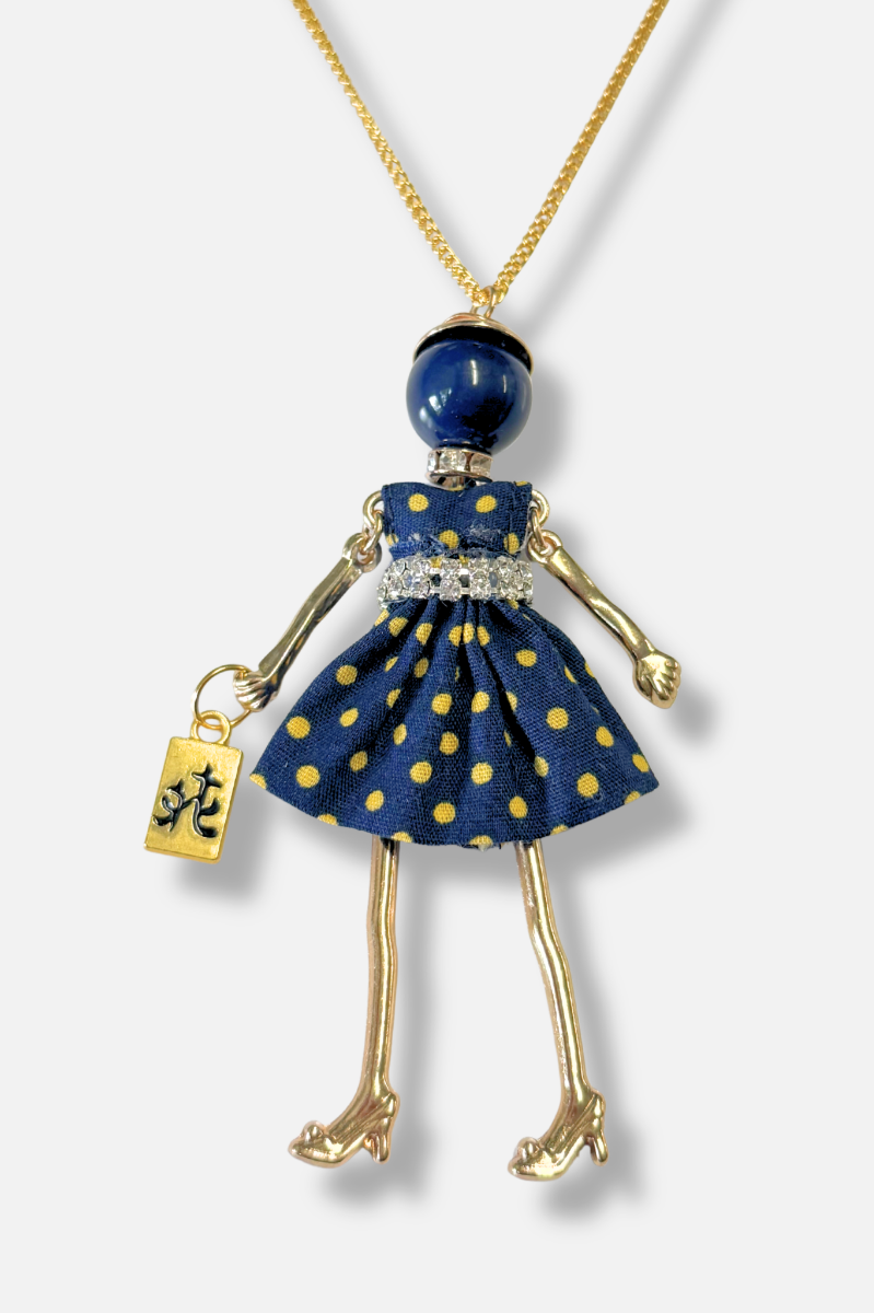 Mah-Jongg Doll Trinket Necklace - Navy