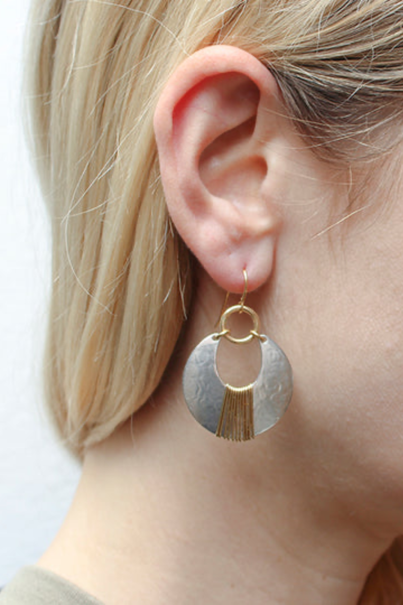 Wrapped Horseshoe Earring - Brass & Silver 