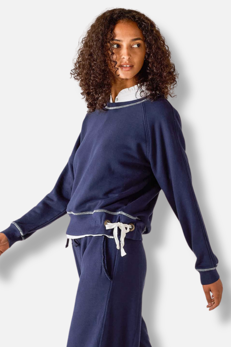 Frenchie Tie Side Crew - Cadet Blue