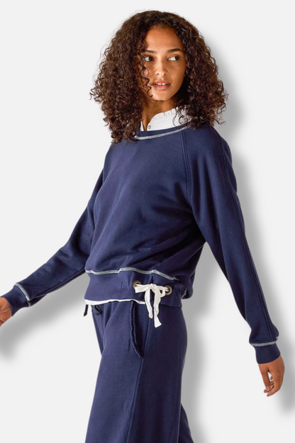 Frenchie Tie Side Crew - Cadet Blue