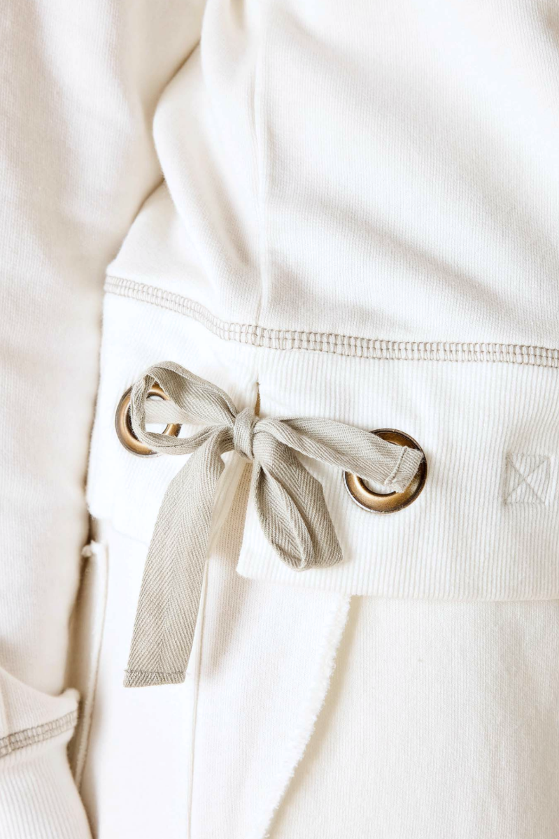 Frenchie Tie Side Crew - White
