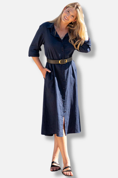 Hermosa Shirtdress - Navy