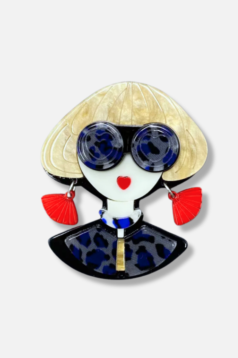 Soho Socialite Brooch - Blue 