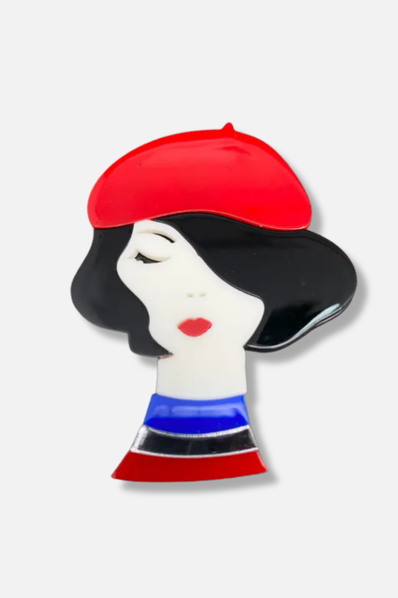 Café Beret Brooch - Red