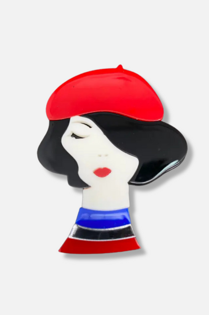 Café Beret Brooch - Red
