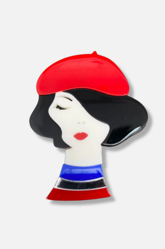 Café Beret Brooch - Red