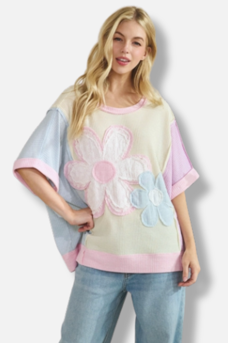 Daisy Block Tee - Cream