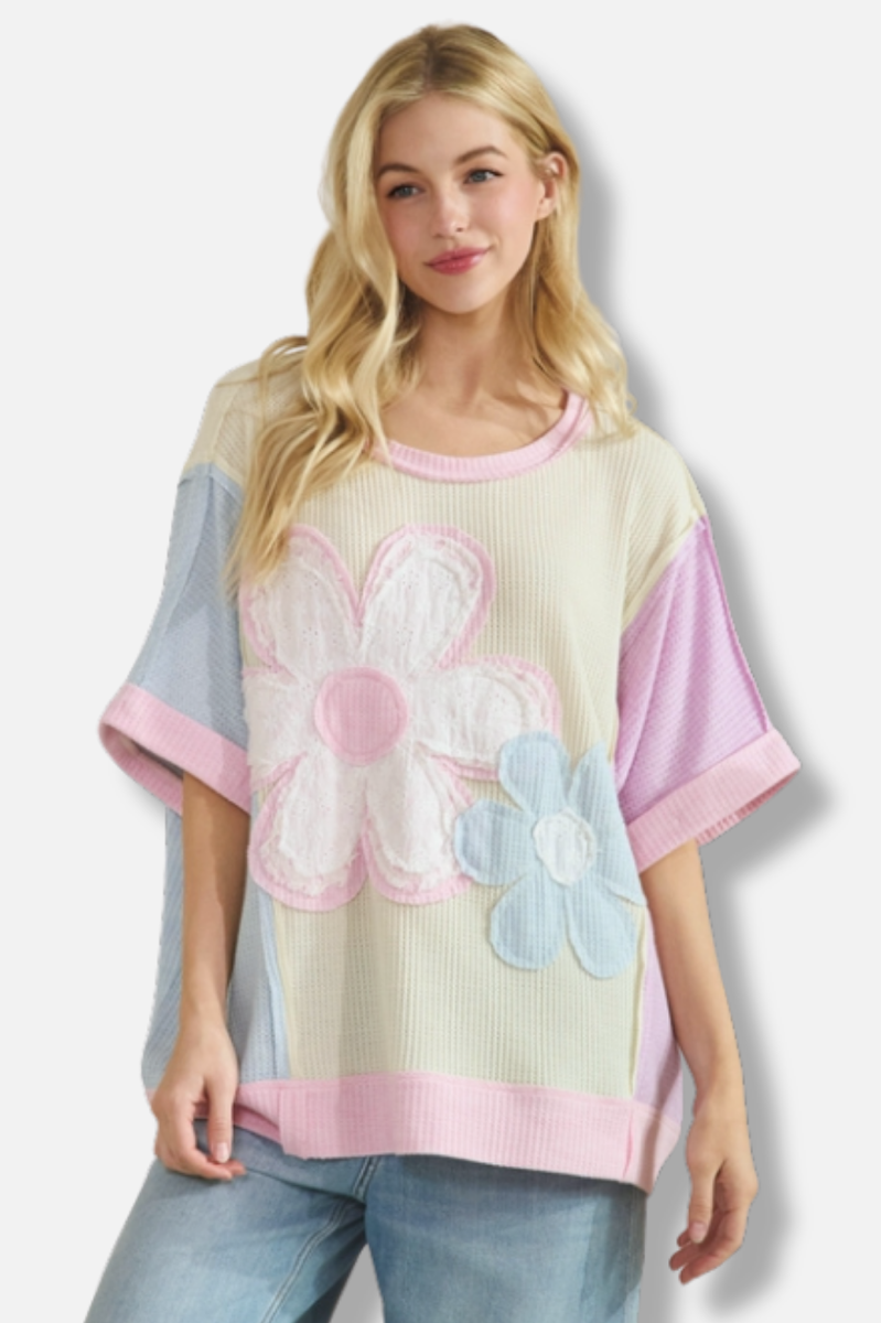 Daisy Block Tee - Cream