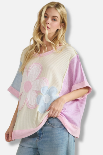 Daisy Block Tee - Cream