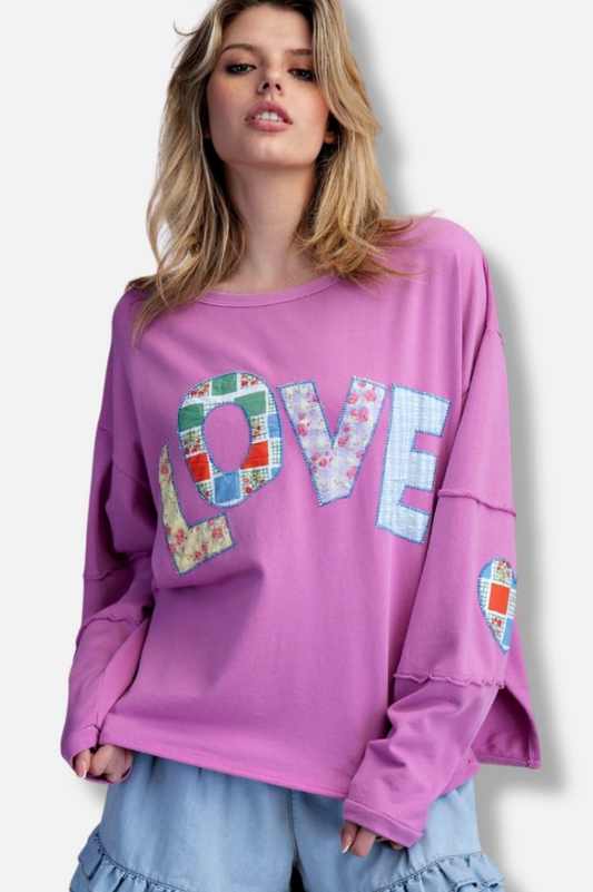 Love Patch Pullover - Orchid