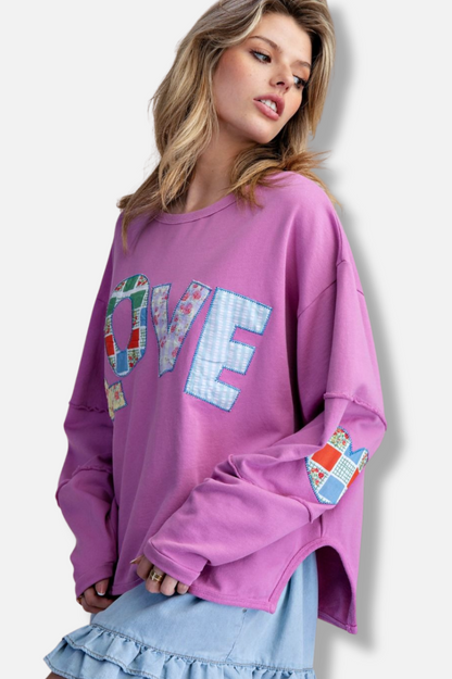 Love Patch Pullover - Orchid