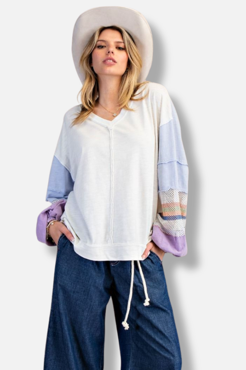 Color Mix Pullover - White